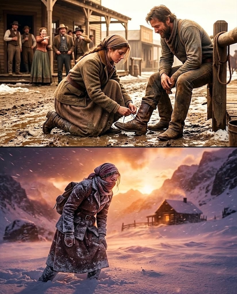 Everyone Laughed When She Knelt in the Mud to Fix His Boot—She Climbed 4 Hours Through a Blizzard to Warn Him Instead of Rob Him