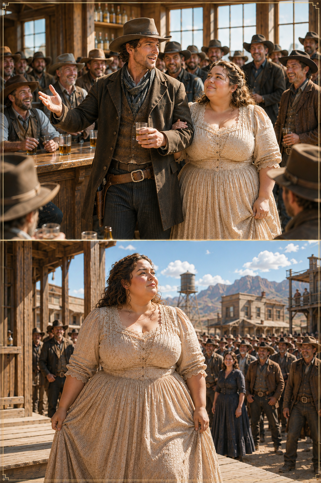He Announced in the Saloon “I Have Just Purchased Myself a Substantial Widow”—But She Stepped Off the Stage and Looked at the Crowd Like a Mountain Looks at Weather
