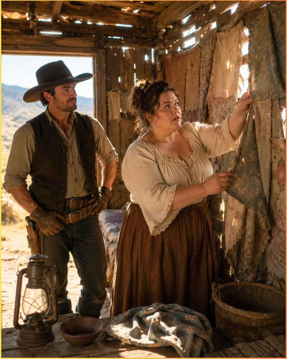 She Hid the Holes in Their Broken Cabin With Old Cloth — Until a Cowboy Arrived and Changed Everything