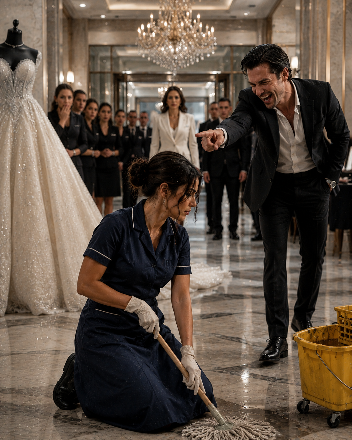 My Ex Mocked Me for Mopping Floors Next to a Million-Dollar Gown — Five Minutes Later the Entire Lobby Was Bowing