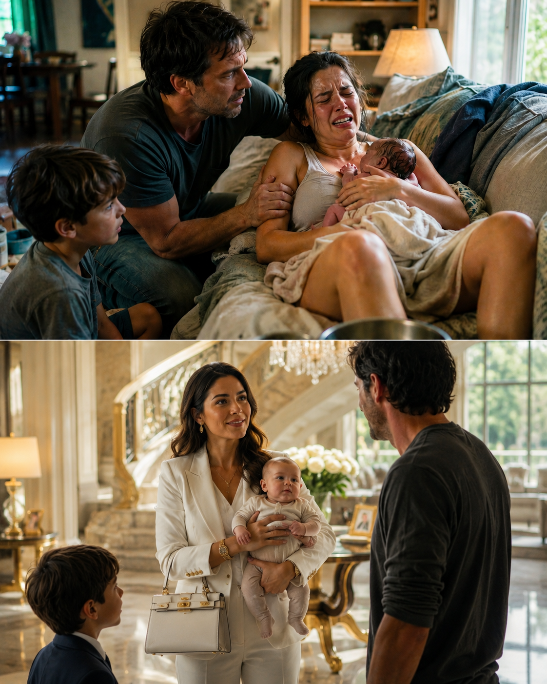 A Poor Single Dad Helped a Pregnant Stranger Give Birth on His Couch… What She Did Three Days Later Changed Everything