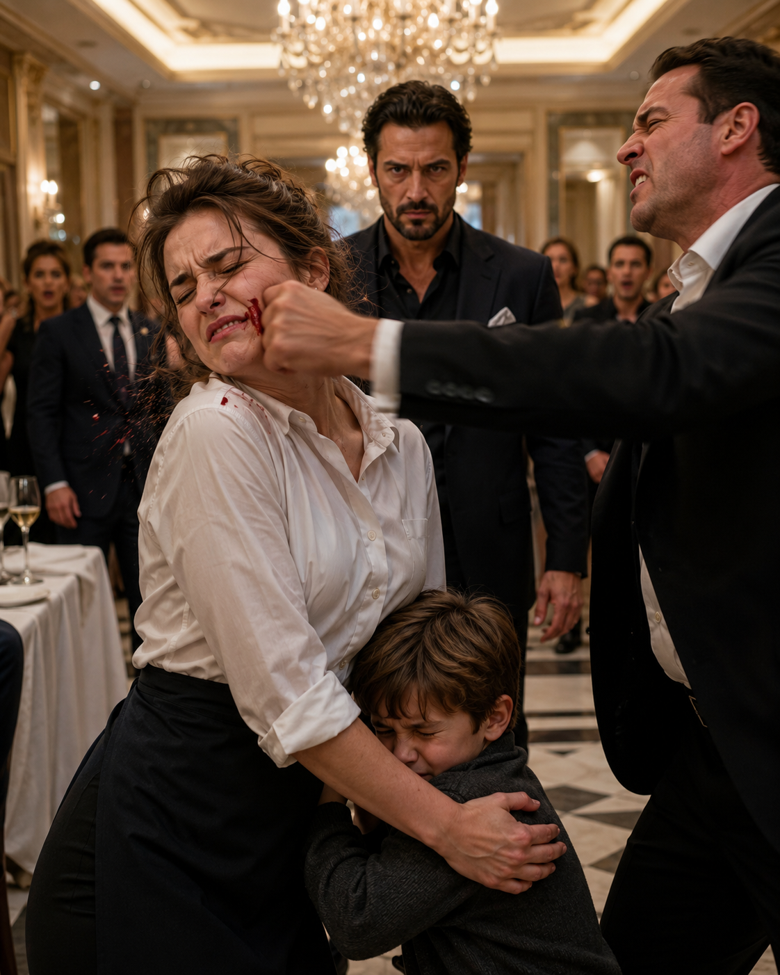 A waitress took a millionaire’s blow to protect a silent child — then the city’s most feared mafia boss stepped forward.