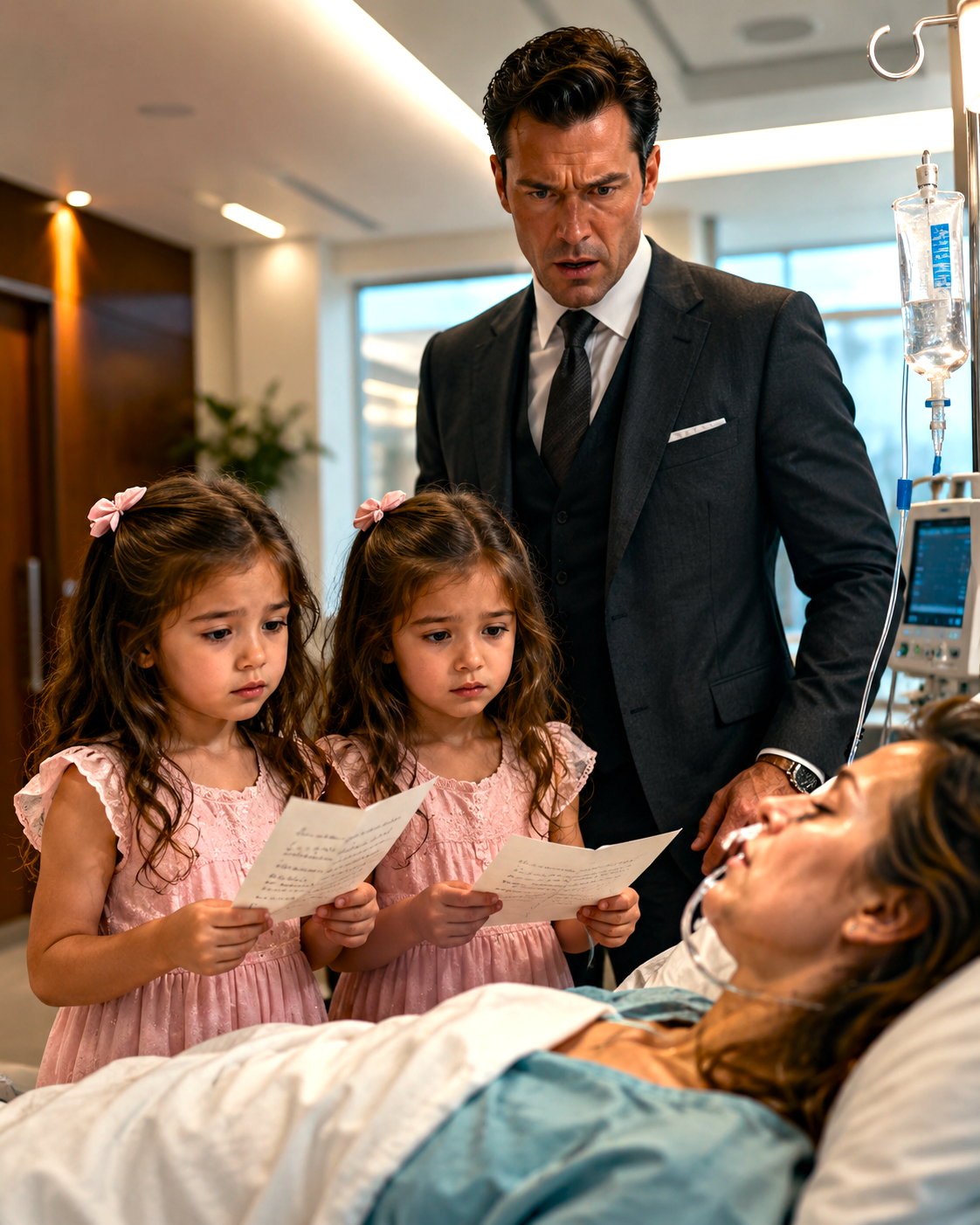 A billionaire surgeon discovered twin daughters beside a feverish hospital bed — but hidden letters exposed betrayal.
