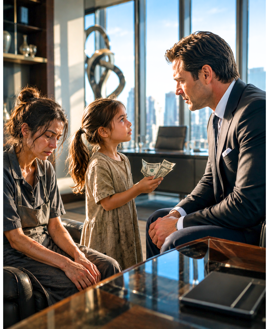 A Little Girl Walked Into the CEO’s Office With Three Crumpled Dollars and Asked “Can Mommy Rest Just One Day?” — Then He Saw Her Mother’s Bleeding Hands—and the Machine He Built Stopped