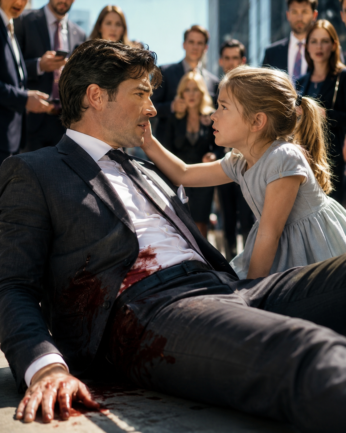 A widowed father took a bullet meant for a stranger’s daughter. Then the little girl looked at him and said: “Don’t close your eyes. I need you to stay.”