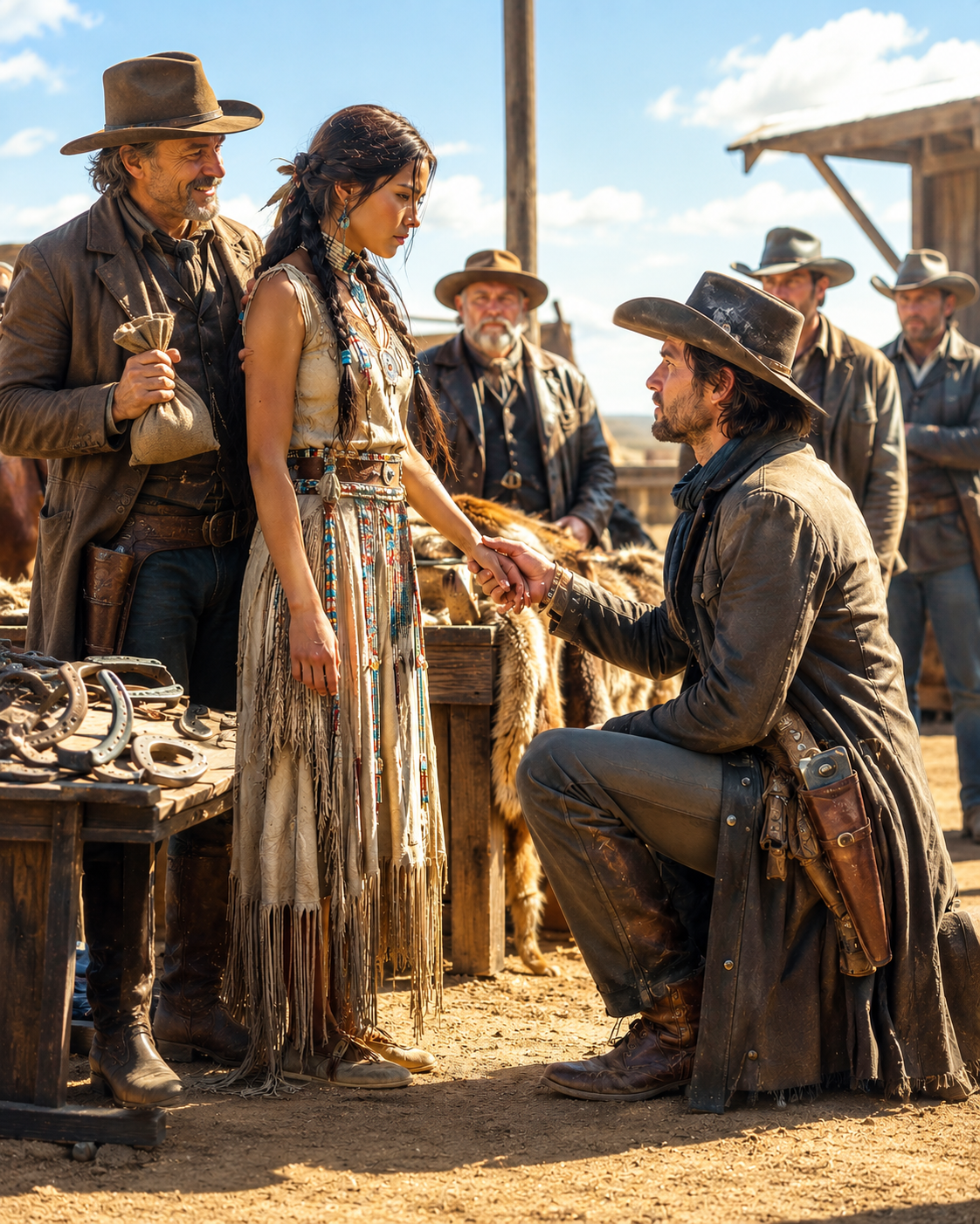 Her father traded her for pelts and horseshoes—but one man knelt and treated her with respect instead of claim