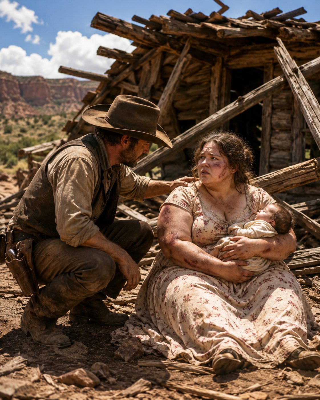 Her husband left her and their baby to die in a collapsed cabin — Then a cowboy discovered the bruises she tried to hide.