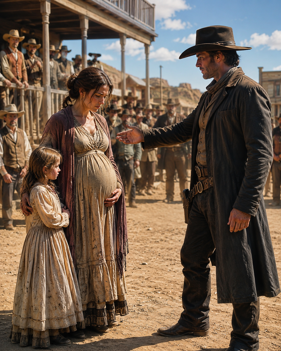 The Town Auctioned Off a Pregnant Widow and Her Daughter… What the Lonely Cowboy Did Next Left Everyone Speechless