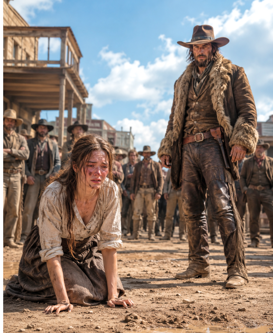 The Whole Town Watched Her Suffer for 3 Weeks and Said Nothing—Then a Mountain Trapper Walked In, Looked Twice, and Said “Close the Shop”