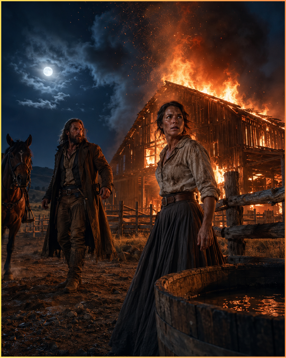 She Refused to Sell Her Land to the Cattle Baron — Then the Mountain Man Found Her Barn Burning in the Dark