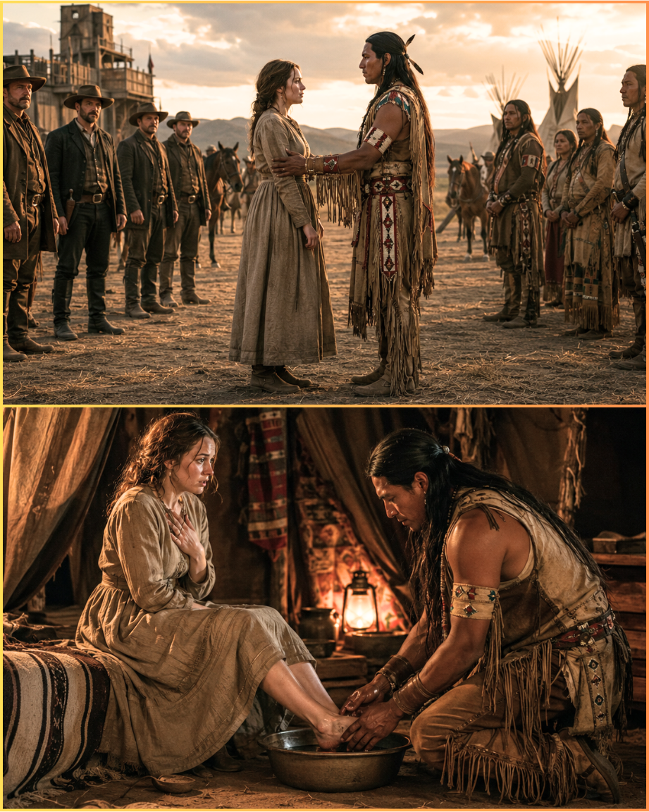 The Settler Girl Was Traded to an Apache Warrior for Peace — Then He Knelt and Washed the Dust From Her Feet