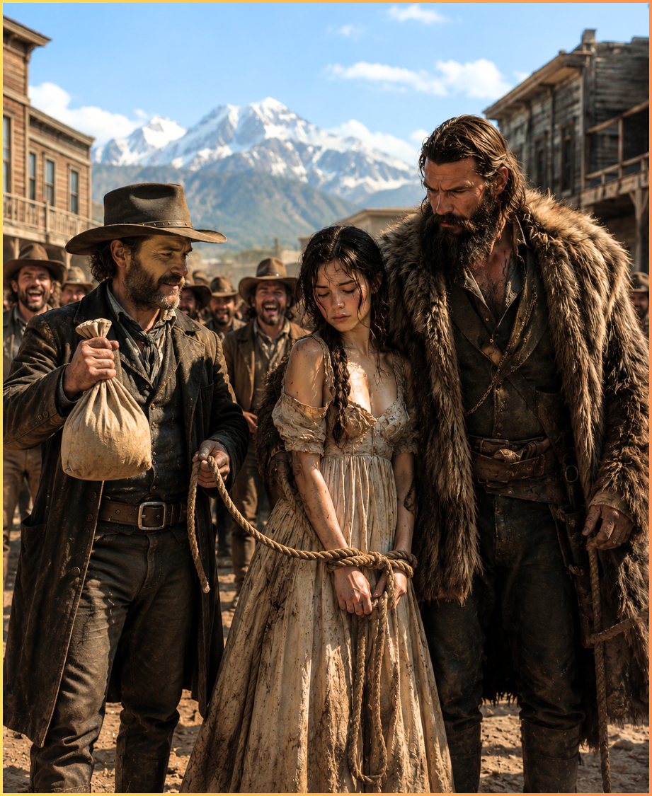 “They sold her like livestock for fifty dollars. She never cried. She never begged. She never spoke. But when the most feared mountain man took her away, the entire town laughed… because none of them could imagine that the silent girl they called broken would one day bring every one of them to their knees.”
