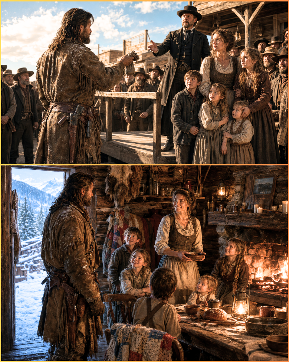 The Mountain Man Bought a Widow and Her Five Children for Three Hundred Dollars — Then She Turned His Frozen Cabin Into a Home