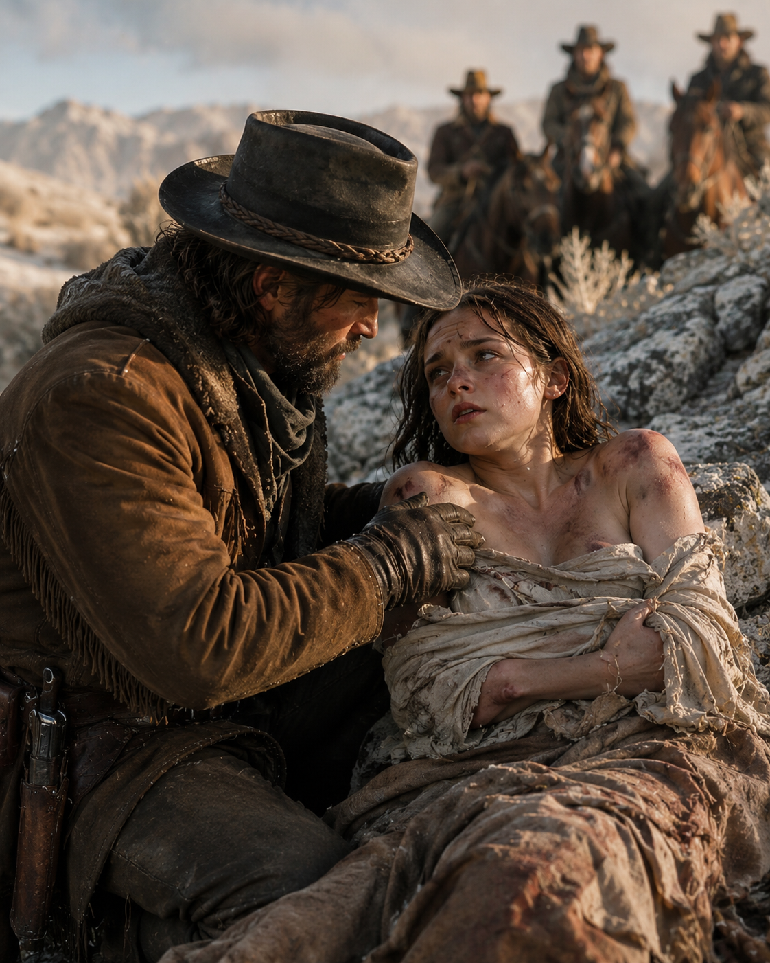 The Mountain Man Found Her Shaking on a Rock Outside Laramie — Then Saw the Bruises Her Husband’s Family Tried to Hide