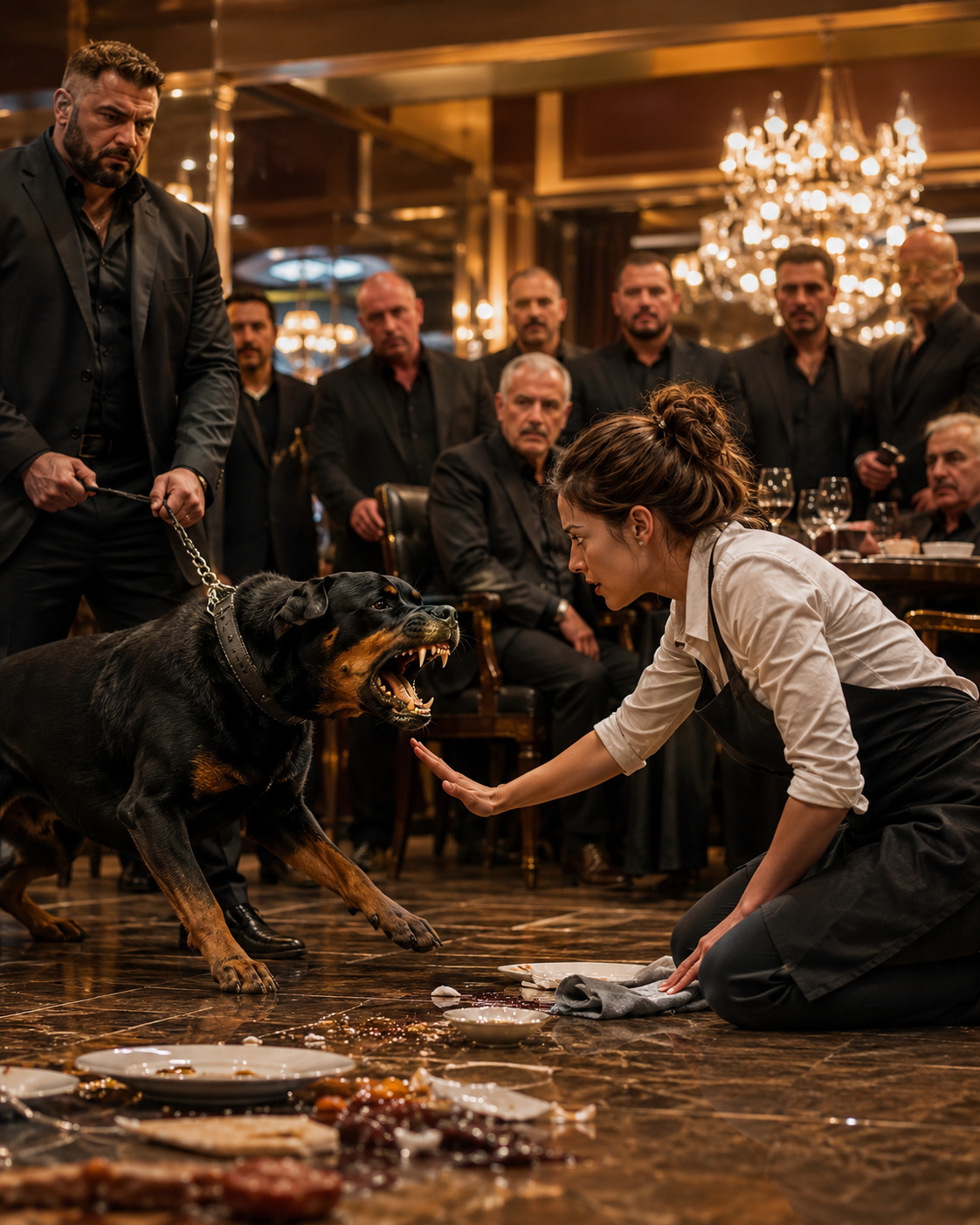 THE MAFIA BOSS’S “UNCONTROLLABLE” DOG ATTACKED IN FRONT OF HIS ENEMIES — THEN A TIRED WAITRESS DID WHAT NO ONE ELSE DARED