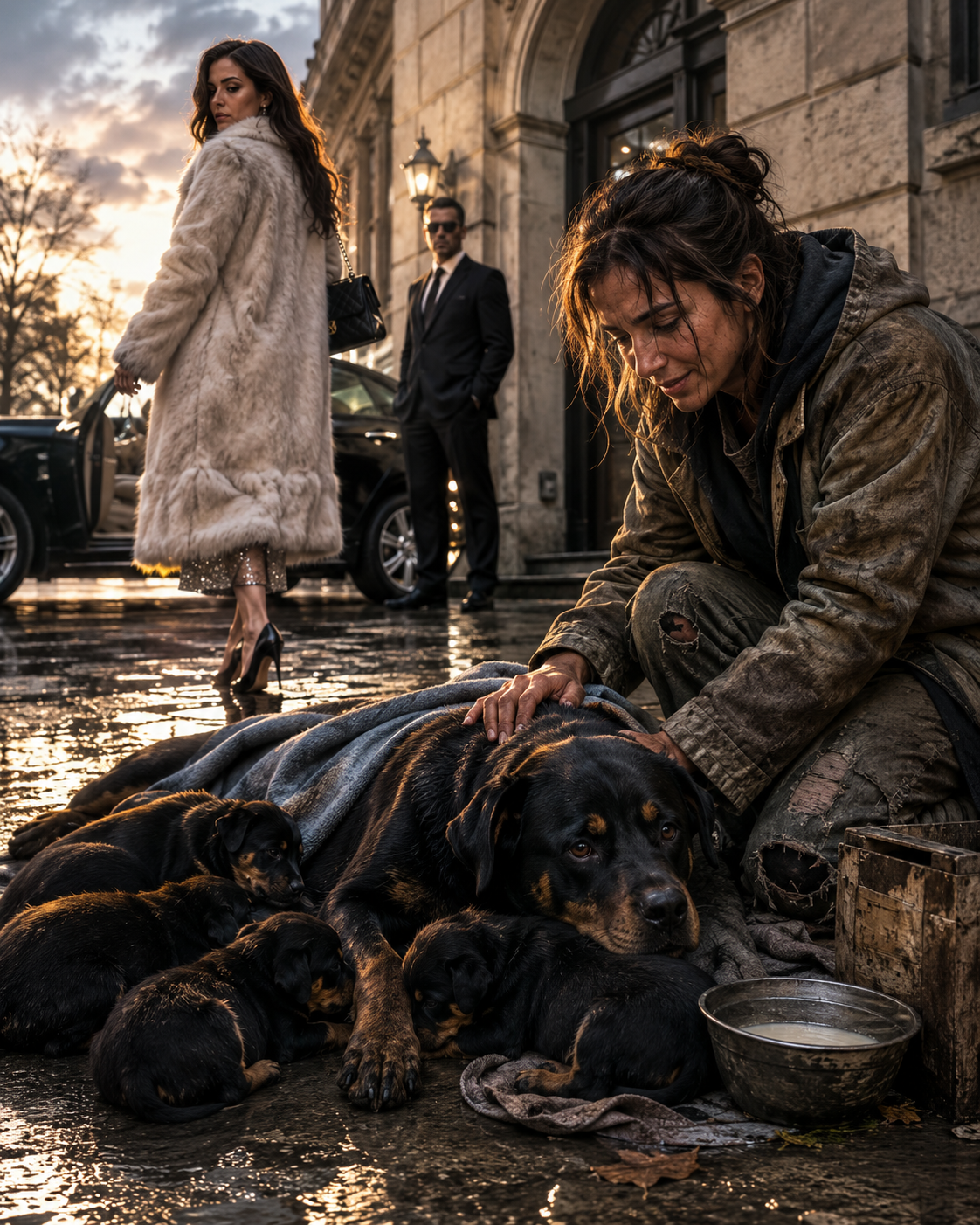 THE MAFIA BOSS’S FIANCÉE ABANDONED HIS DYING DOG AND HER PUPPIES — UNTIL A HOMELESS WOMAN GAVE THEM THE ONE THING THEY NEEDED MOST