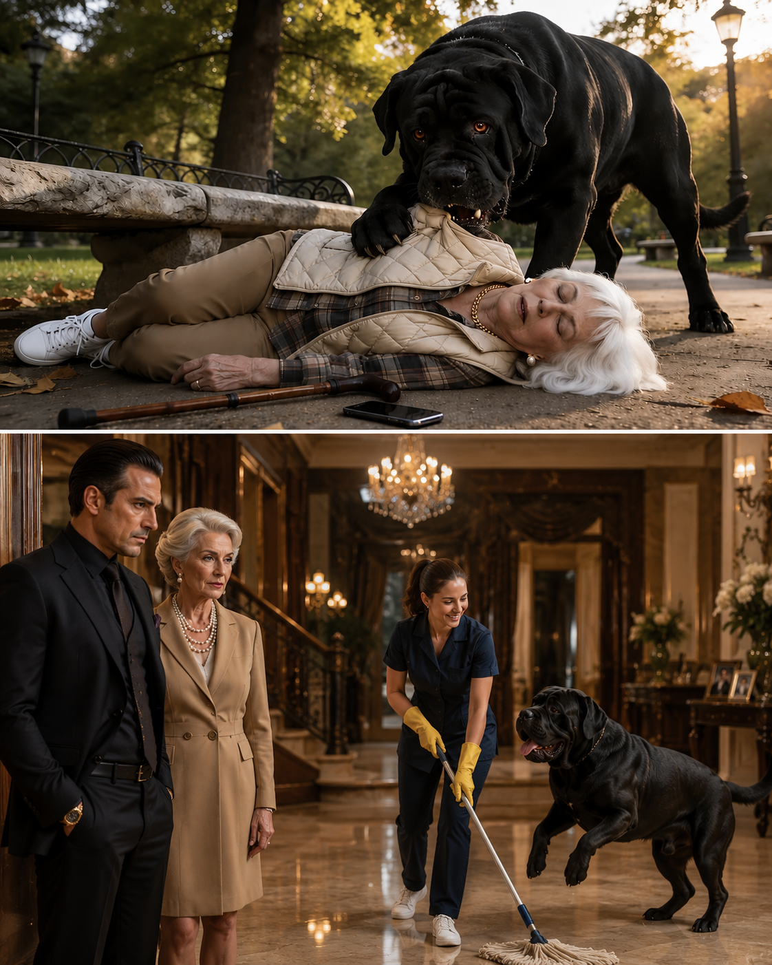 Everyone Ignored the Ugly Giant Dog — Until He Saved the Mafia Boss’s Mother and Changed a Poor Cleaner’s Life