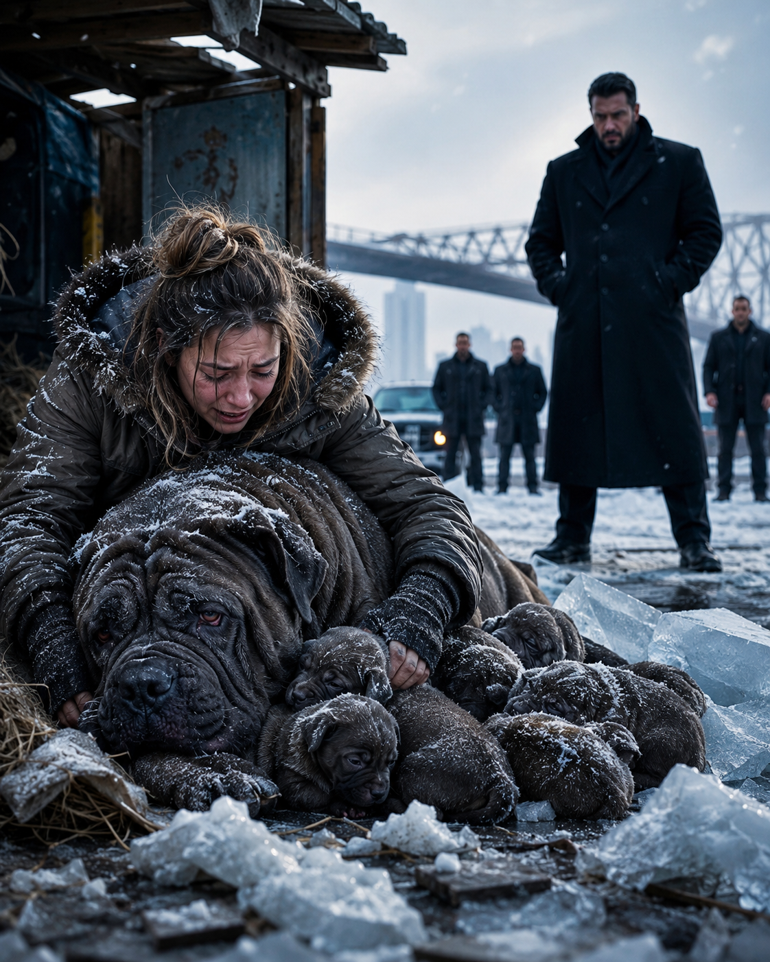 A Mother Rushed a Dying Dog and Her Puppies from the Ice — Then the City’s Most Feared Boss Appeared to Decide Their Fate