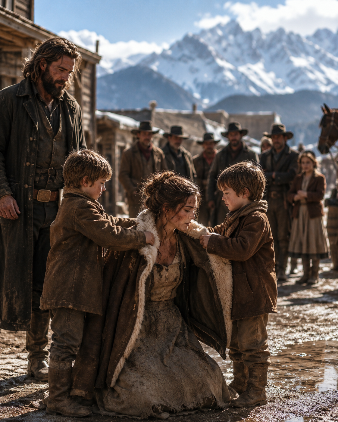 The Town Called Her Mercer Trash — Until the Mountain Man’s Twins Gave Her Their Coats