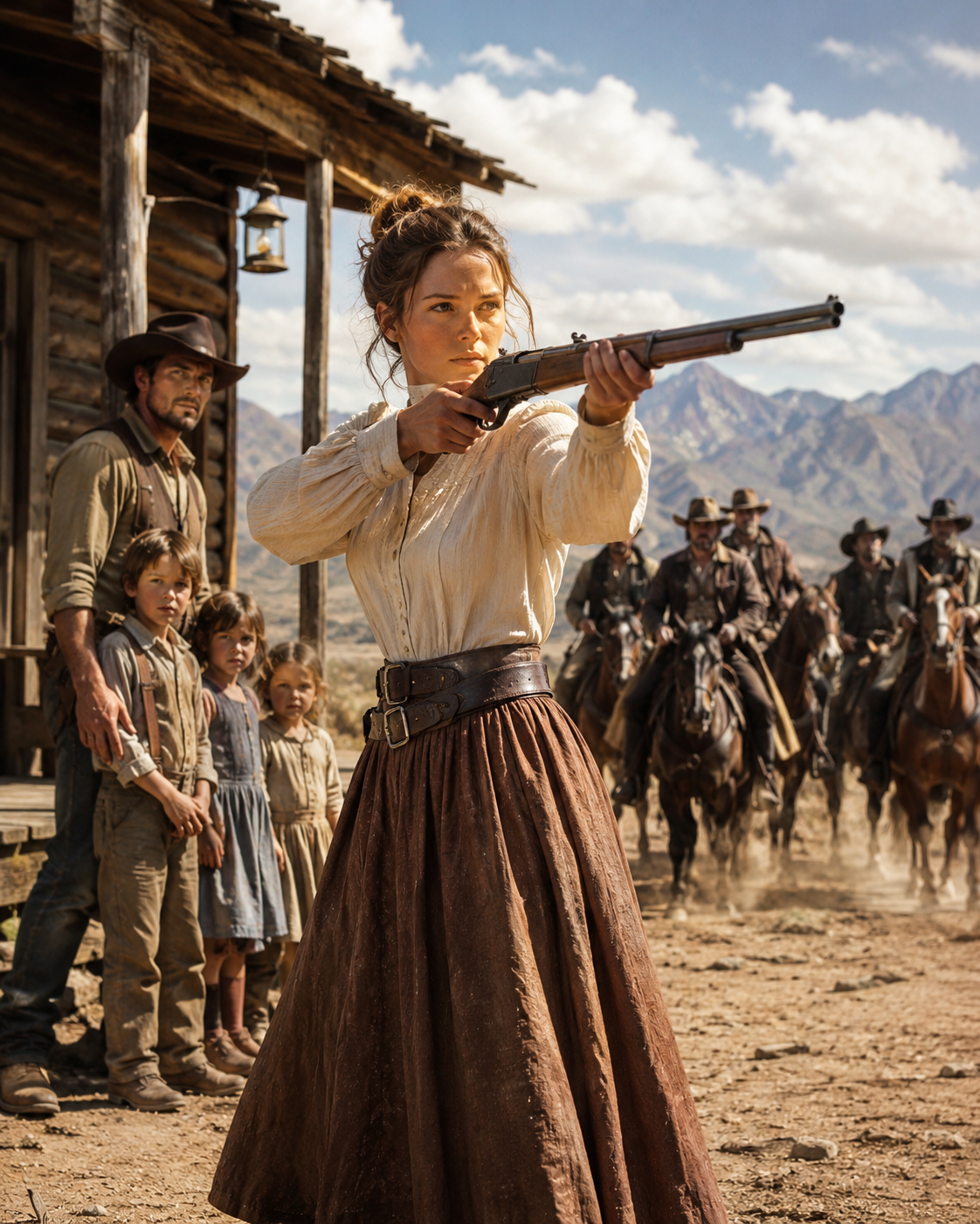 The Lonely Rancher Rejected the Bride His Town Bought for Him—Until She Took His Rifle, Faced Seven Outlaws Alone, and Saved the Children He Couldn’t Bear to Lose.