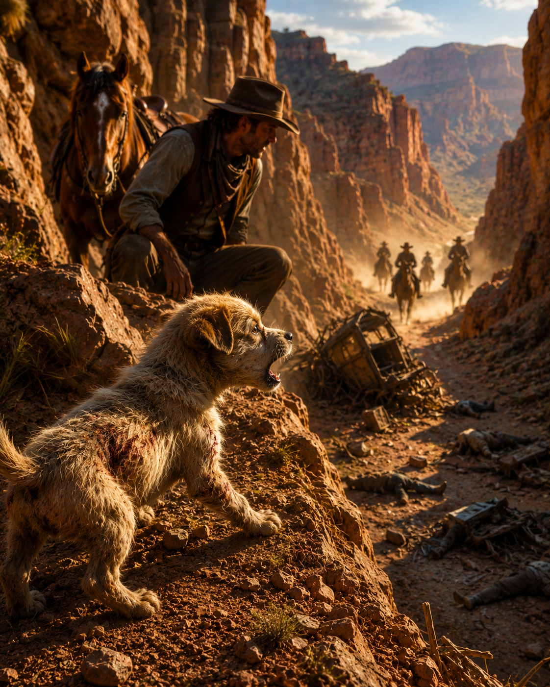 A Half-Dead Dog Refused to Leave the Canyon — Then the Cowboy Found the Danger It Was Warning Him About